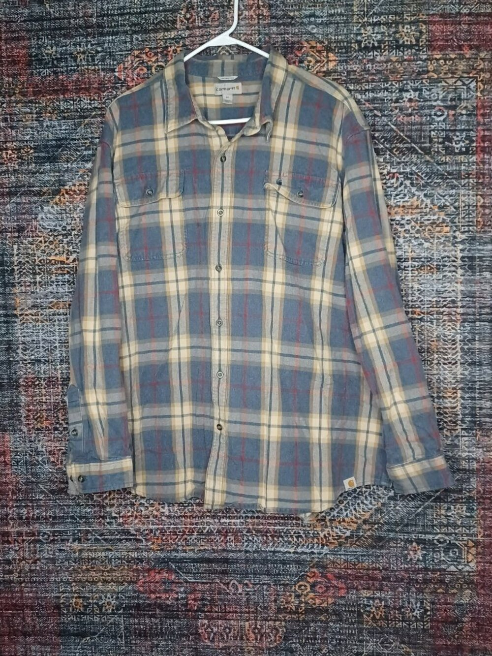 Carhartt mens colorful plaid Original Fit Rugged button work shirt 3XL 101294
